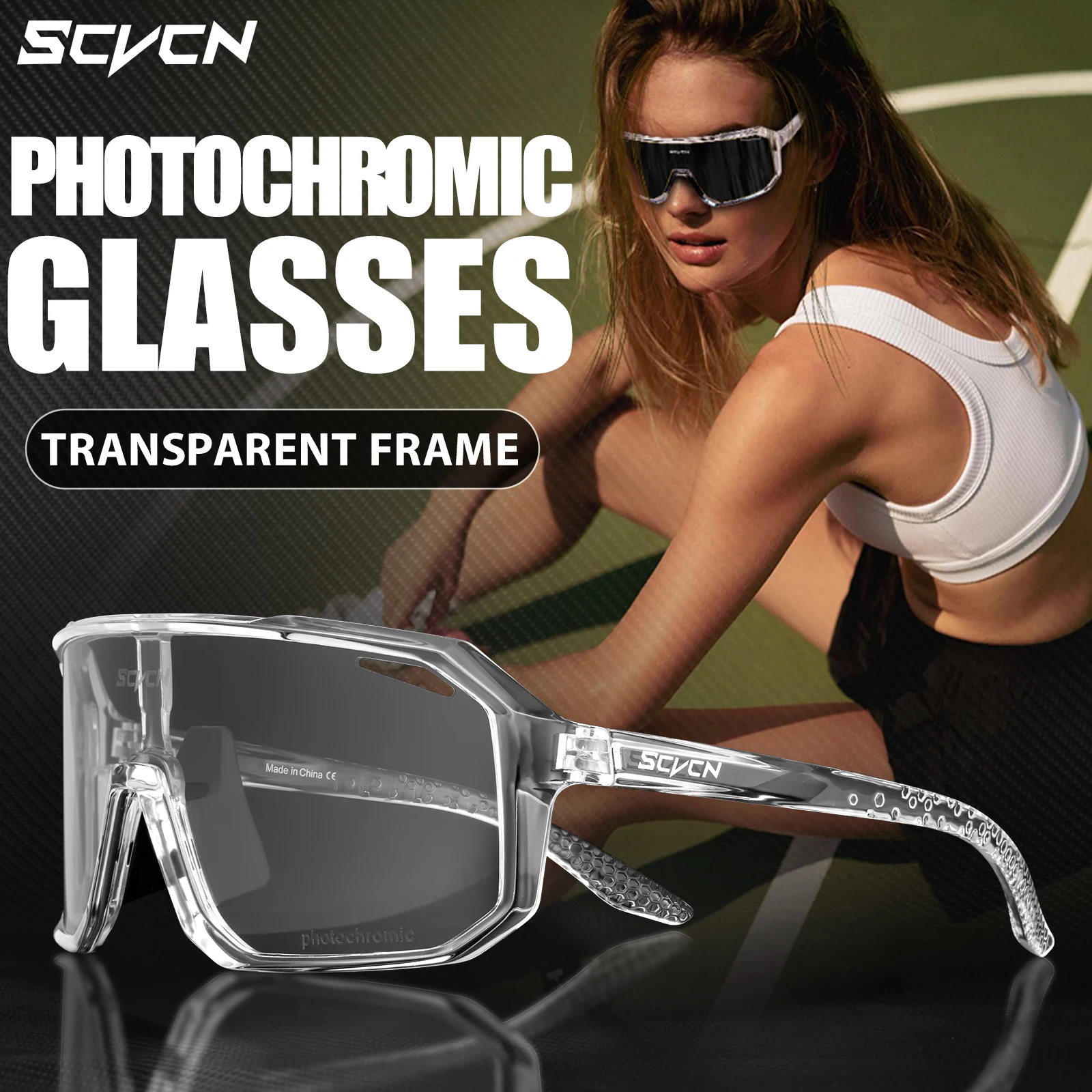 SCVCN Photochromic Cycling Glasses Men Women Mountain
