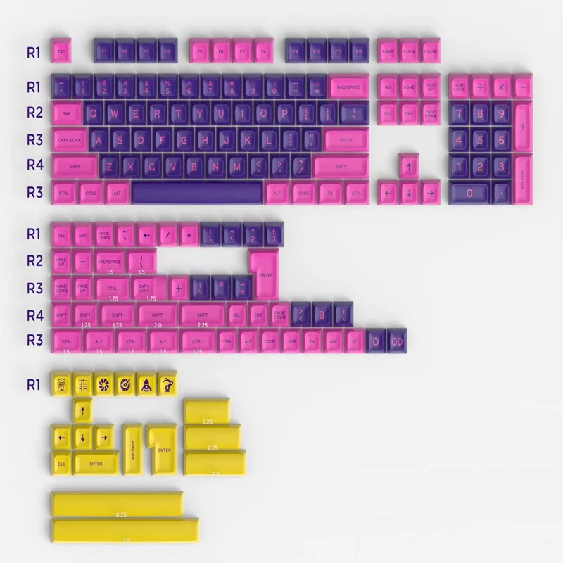 Chaves Conjunto Abs Perfil Duplo Tiro Keycaps Gmk Retrowave Chave Tampões com Iso Entrar 7u Barra de Espaço 172