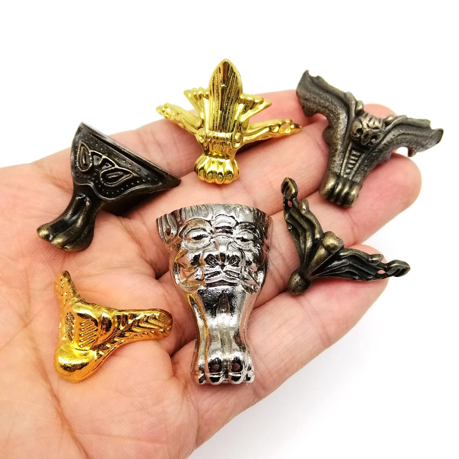 4pcs Jewelry Chest Wood Box Gift Wine Case Decorative Feet Leg Corner Protector Support Bracket with screws Golden Silver Bronze stainless steel corner brackets