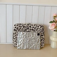 Sac de rangement pour ordinateur portable en velours côtelé, décoration décontractée à imprimé léopard, 11/13/15 pouces, adapté aux déplacements quotidiens 6
