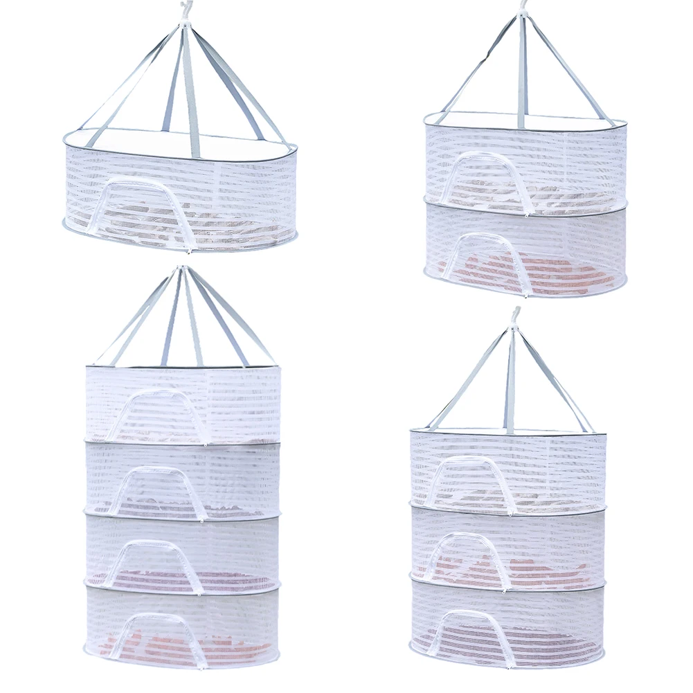 Four Layer Hanging Basket Net for Drying Fish and Vegetables with Zipper Windproof Hook for Indoor and Outdoor Use 3