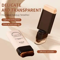 Lightweight Cream Foundation Stick with Brush,Velvet Moist Light Concealer Foundation Longlasting Flawless Face Makeup Cosmetics 2