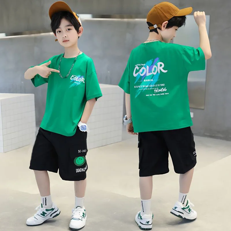 Jungen 2-teiliges Outfit Set Mit Eimerhut - Sommer Kleidung 3-14 Jahre