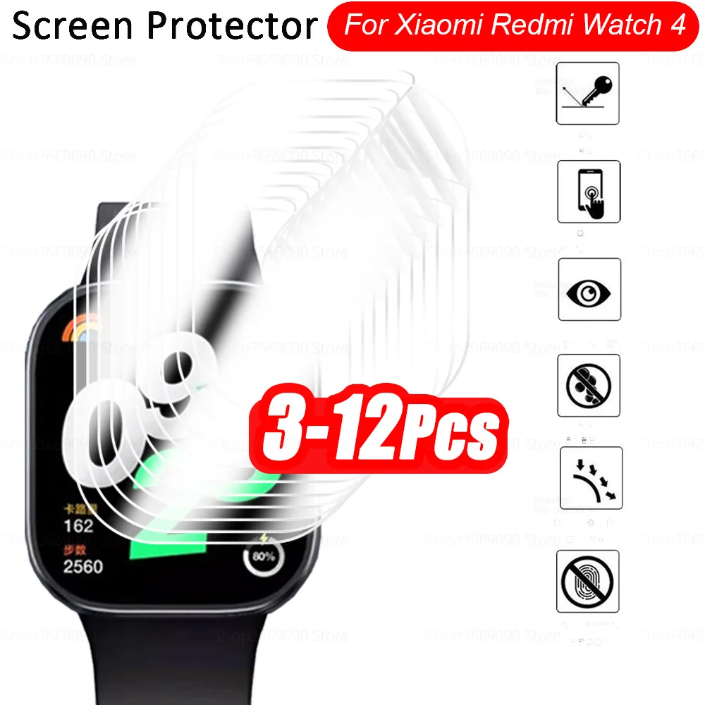 

12-3 шт. полностью изогнутая мягкая Гидрогелевая пленка для Xiaomi Redmi Watch 4 Readmi Redmy Watch4 1,97 дюйма Защитные пленки для экрана не стекло M2314W1