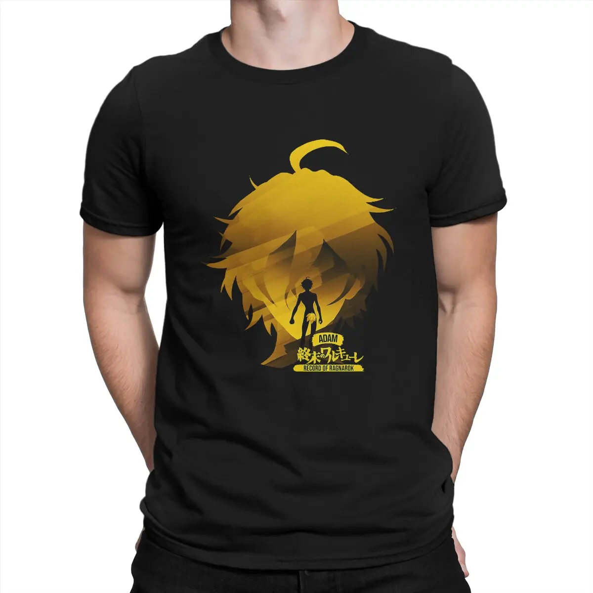 

Креативная Мужская футболка с надписью Ragnarok, силуэт Адама с золотом, базовая футболка с круглым воротником, отличительный подарок, одежда, топы