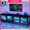 LED TV Stand with Storage Cabinet & RGB LED High Glossy Modern TVs Stand for Living Room TV Console 1