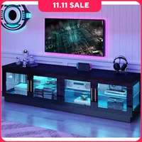 LED TV Stand with Storage Cabinet & RGB LED High Glossy Modern TVs Stand for Living Room TV Console 1