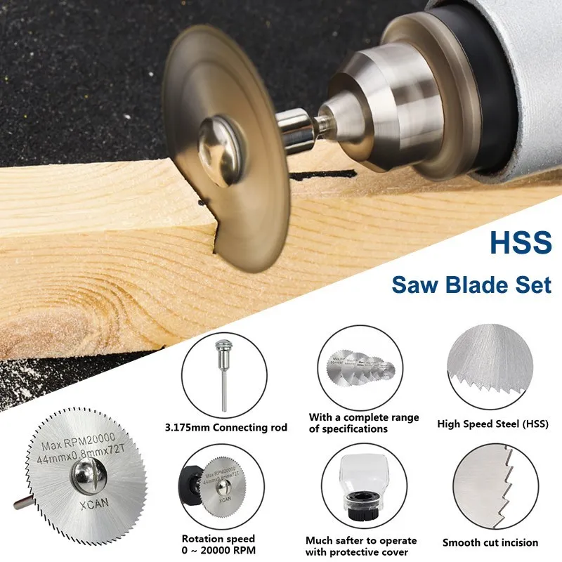XCAN Mini HSS Sägeblatt Diamant Beschichtet Trennscheibe Harz Cut off Rad Kreissäge Klinge Kit für Dremel Rotary werkzeug 31 stücke – Detail 6