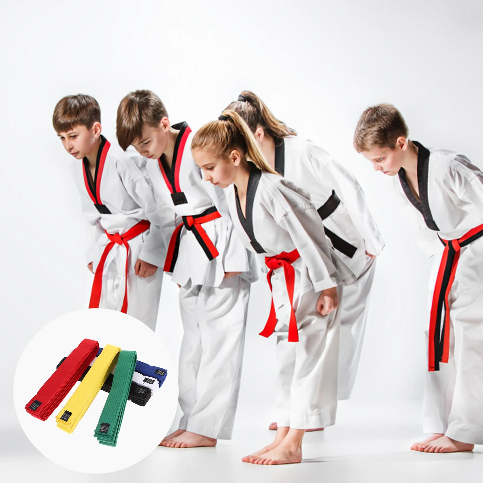 

6 Pcs Taekwondo Belt Uniform Belts Men Martial Karate Mens Black Suit Wristbands Gifts Women Cotton Student Suits Boys