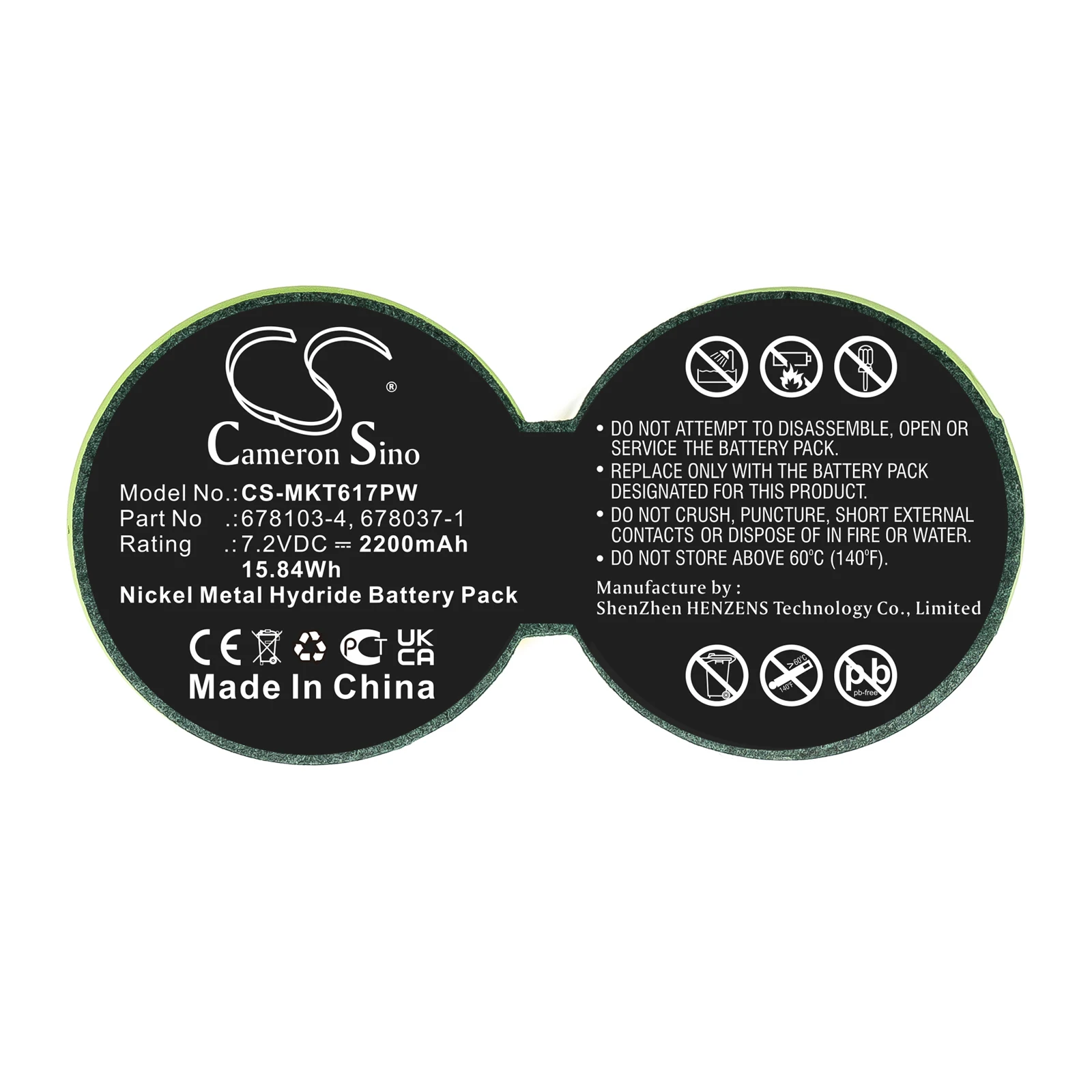 Replacement Battery for Makita  6010SD, 6010SDW, 6070D, 6076DW, 6170D, 6176D, 6176DW, 6176DWF, M001 678037-1, 678103-4 7.2V/mA 4