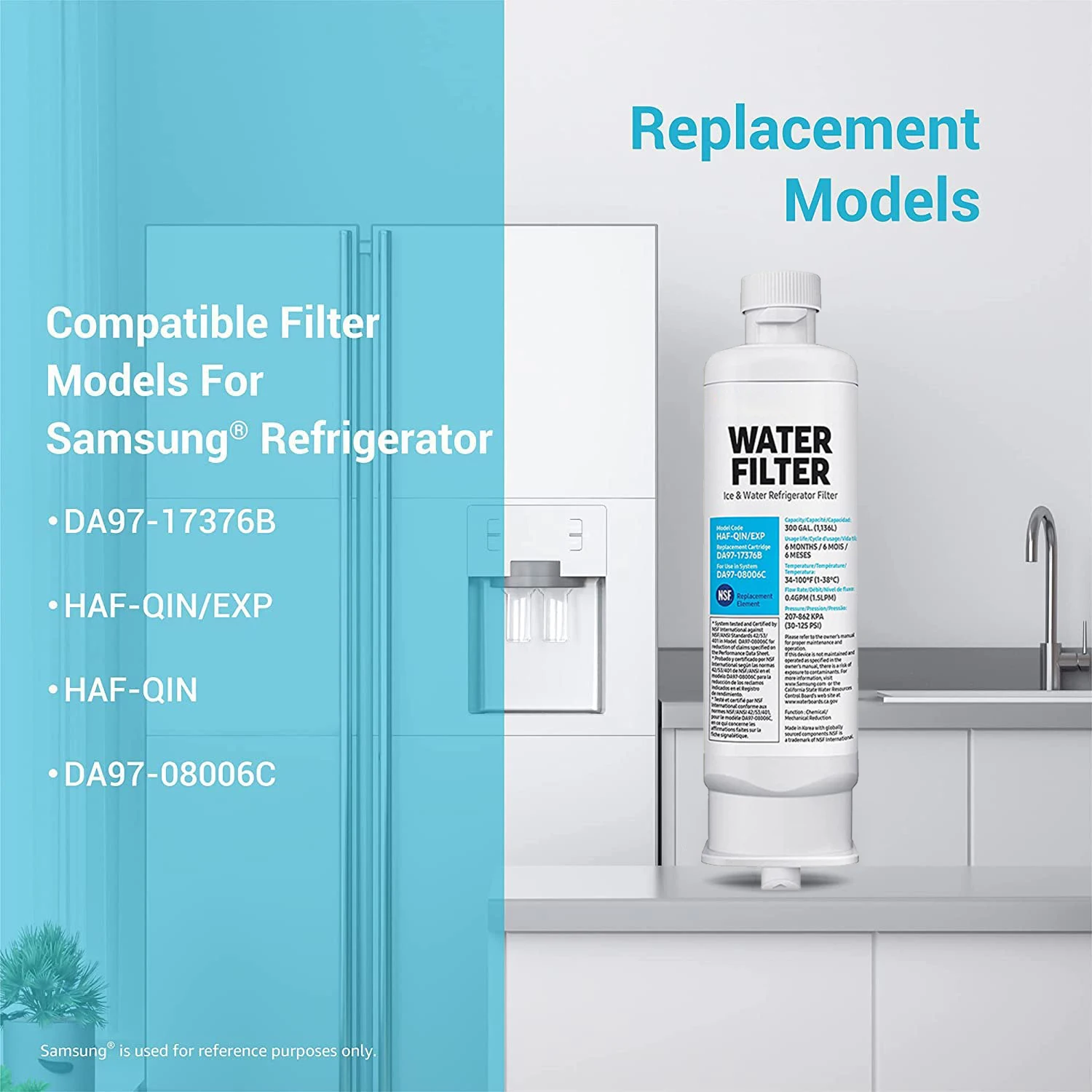Genuine DA97-17376B Refrigerator Water Filter NSF Certified Brand HAF-QIN EXP DA97-08006C RF23M8070SG RF23M8070SR water filter refrigerator water filter