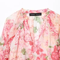 Women New Fashion Summer Casual Chic Women Blouse V-Neck Tiered Long Sleeve Loose Shirts Vintage Style Tops 3130359 - Image 3