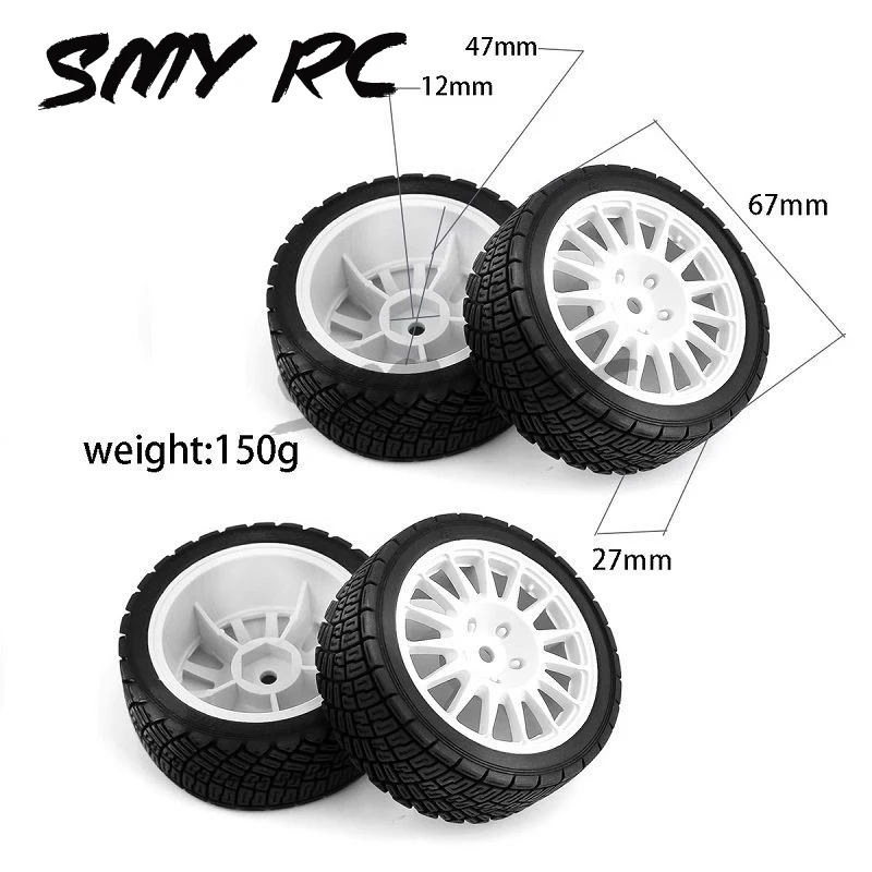 4pcs 65mm Rubber Tire Wheel Tyre 12mm Hex for Tamiya TT01 TT01E TT02 TT02B XV01 TA06 PTG-2 1/10 RC Racing Car Upgrades Parts images - 6