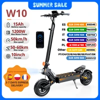 Trottinette électrique W10 E, 10 pouces, 1200W de puissance maximale, 48V13.5Ah, autonomie de 55 km, vitesse de 45 km/h, pneus tout-terrain, frein à disque double, avec application, trottinettes électriques 1