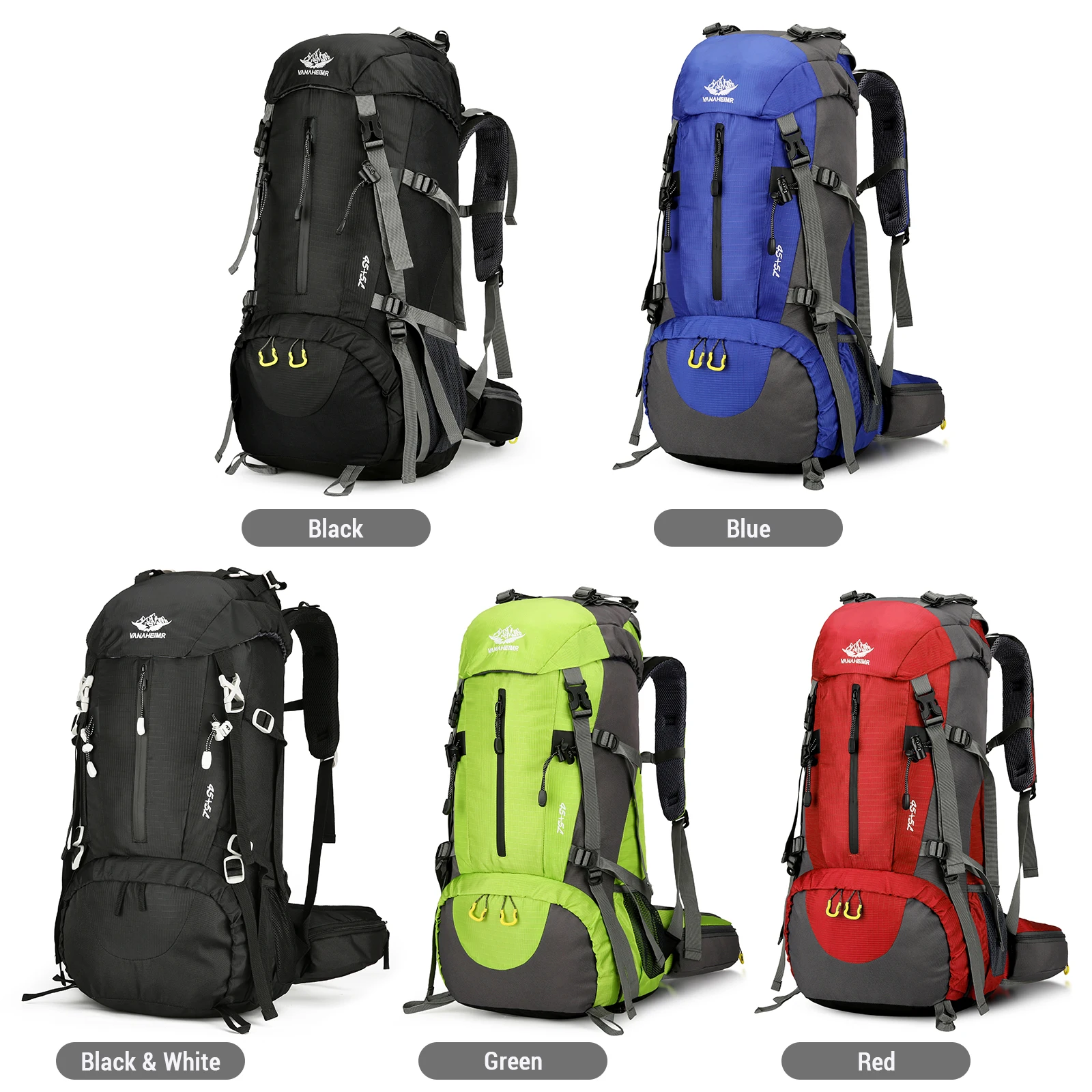 

Camping Outdoor 50L Hiking Waterproof Backpack with Rain Cover Travel Day Pack Bag Shoe Compartment for Backpacking Climbing