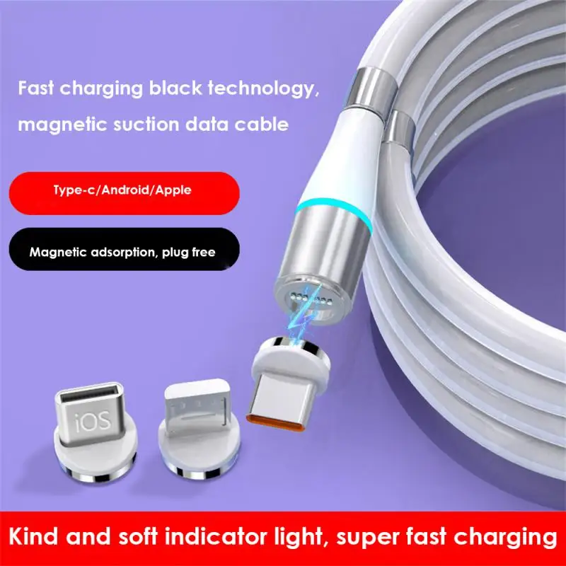 

2.4A Magnetic Cable Fast Charging USB Type C Micro Exquisite White Cable For IPhone 13 12 Xiaomi Huawei Magnet Charger Cord Wire