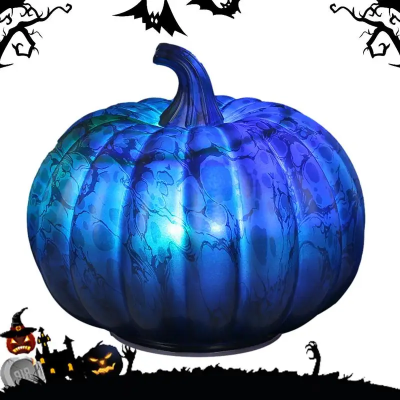 

Glass Pumpkin Lights LED Lighted Glass Pumpkins Light Battery Operated Glass Pumpkins Lantern For Bedroom Window Porch Table Top