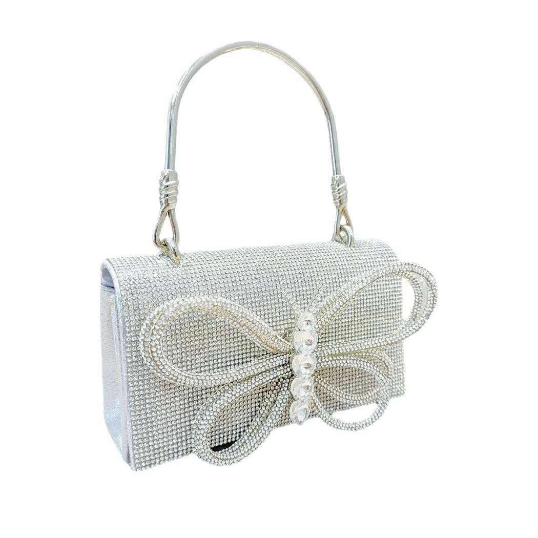 new cross-border socialite dinner clutch bag silver rhinestone dress clutch bag party shoulder crossbody