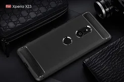 Premium Carbon Fiber Shockproof Phone Case - Sleek and Durable Back Cover for Xperia XZ2 Premium (Black)