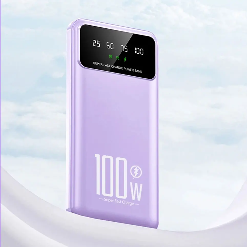 

Mobile Power Bank PD Ultrafast Charging External Power Supply Ultrathin Portable Digital Display Phone Accessories 50000mAh 100W