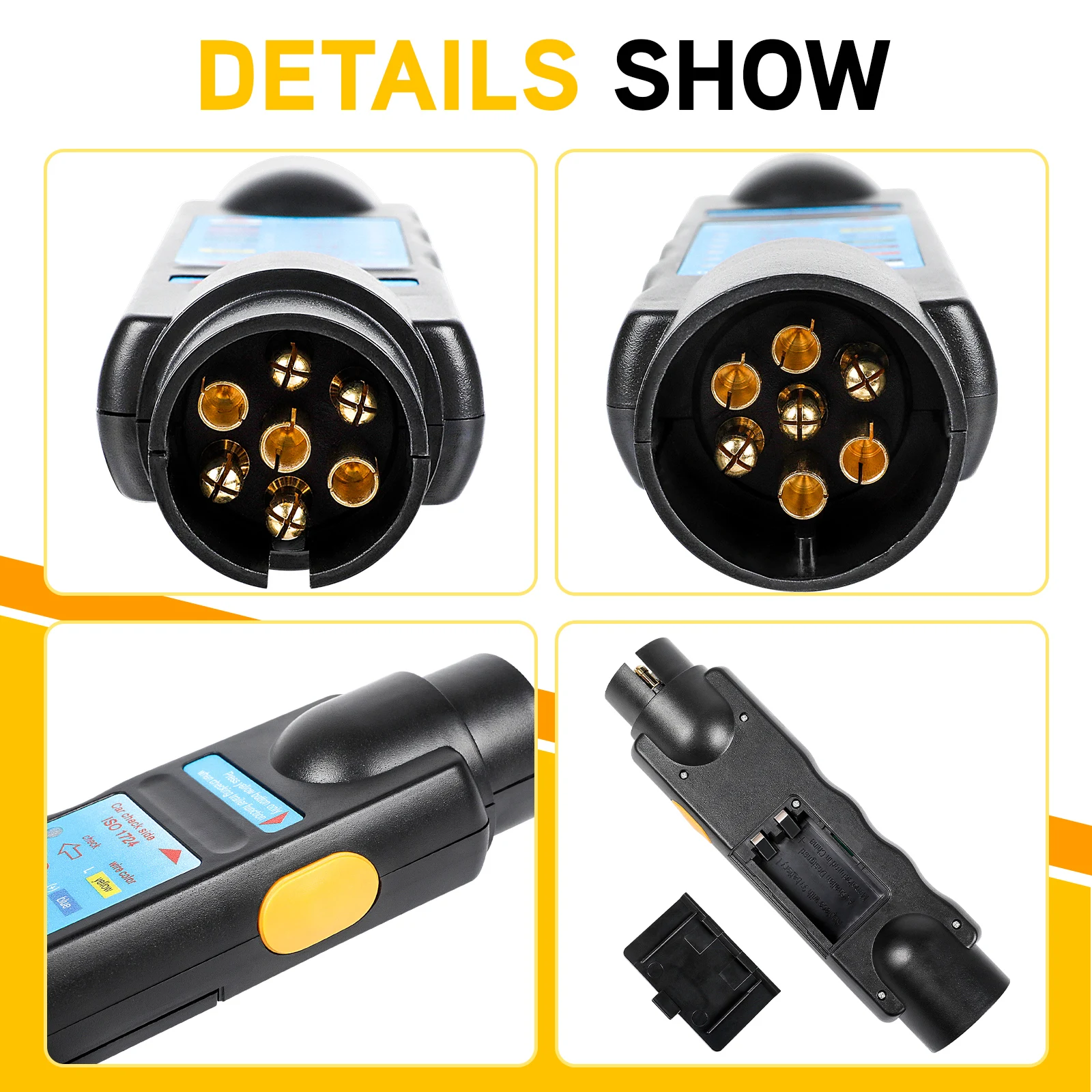 Tester Per Luci Gancio Traino 7 E 13 Pin – Adatto Per Rimorchi, Roulotte E Caravan – Strumento Di Diagnostica Con Indicatori LED, 12V