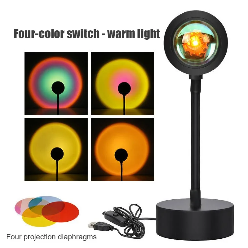 16 Colors Sunset Projector Lamp Rainbow Atmosphere Led Night Light for Home Bedroom Coffe Shop Background Lamp Light childrens night lights Night Lights