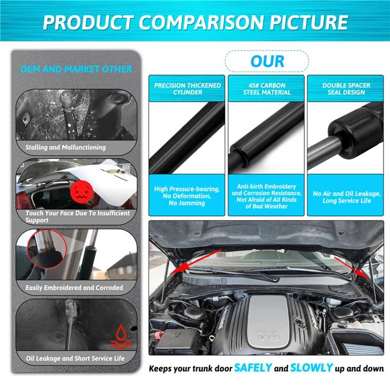 2Pcs/set For Dodge Charger 2011-Car Front Hood Bonnet Lift Support Struts Accessories For Chrysler 300 2011-Gas Shock Strut