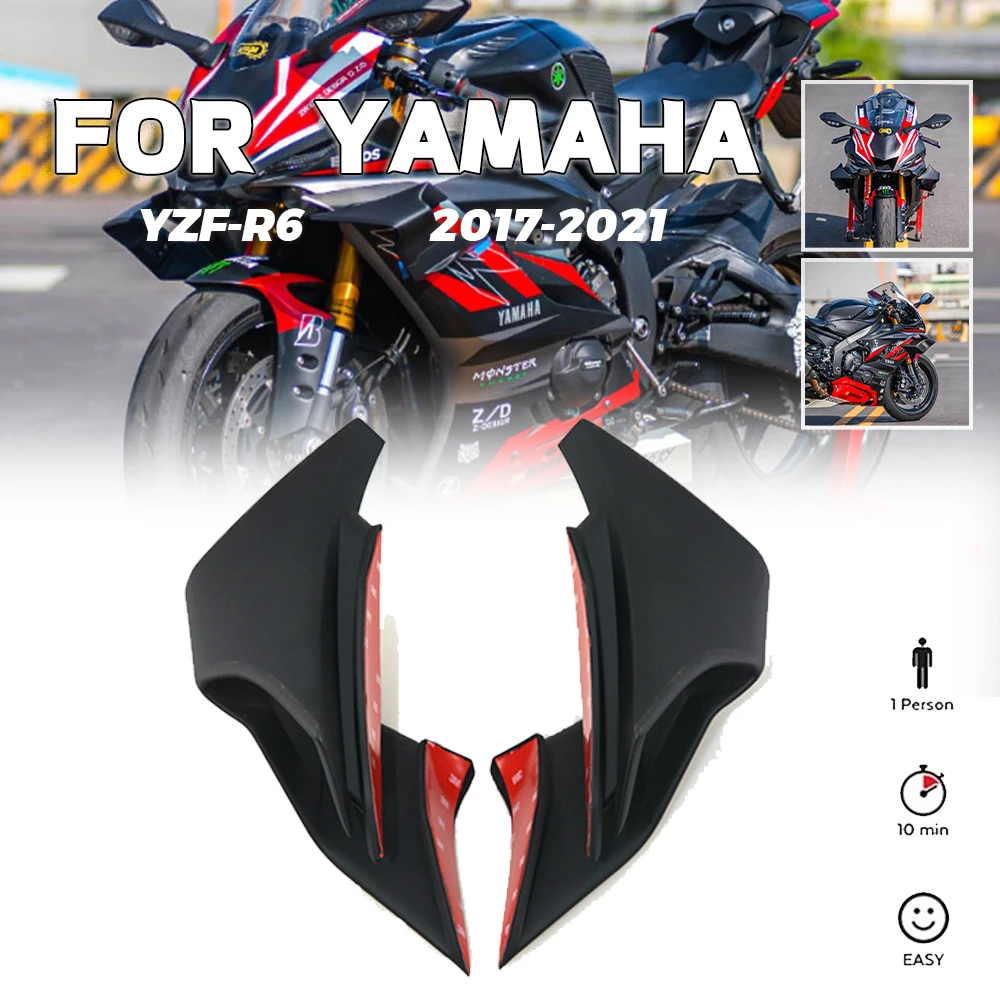 

MTKRACING For YAMAHA YZF-R6 YZFR6 yzf r6 2017-2021 Front Fairing Winglets Aerodynamic Wing Shell Cover Protection Guards Kit