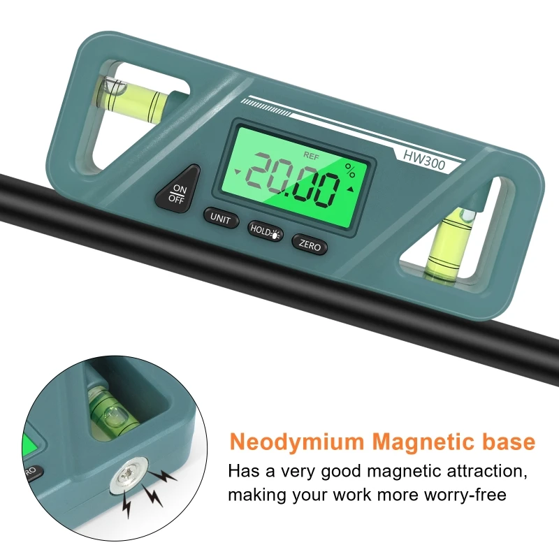 Inclinometro compatto inclinometro digitale angolo Finder Gauge livella a  bolla magnete inferiore dati tenere luminoso Display LCD M4YD - AliExpress