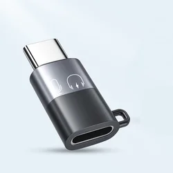 USB - C Male to Lightning Female Adapter with Charging and Microphone Support (Black)