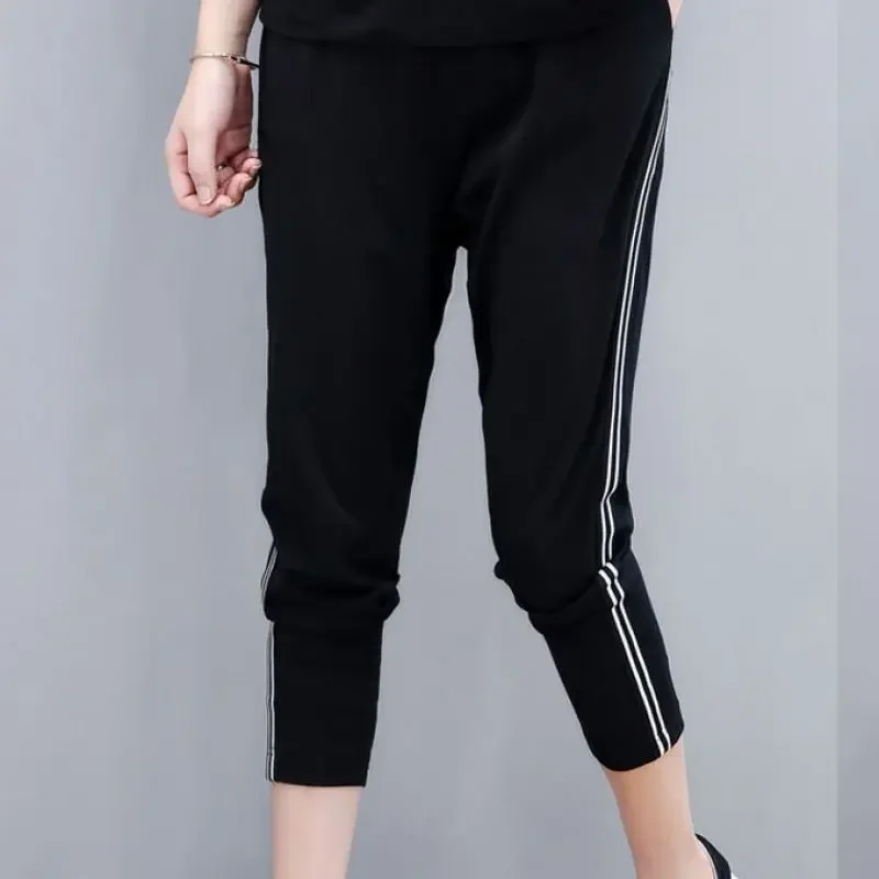 Women Sports Suit Autumn Fashion Loose Half Sleeve Ankle-length Pants Two-piece