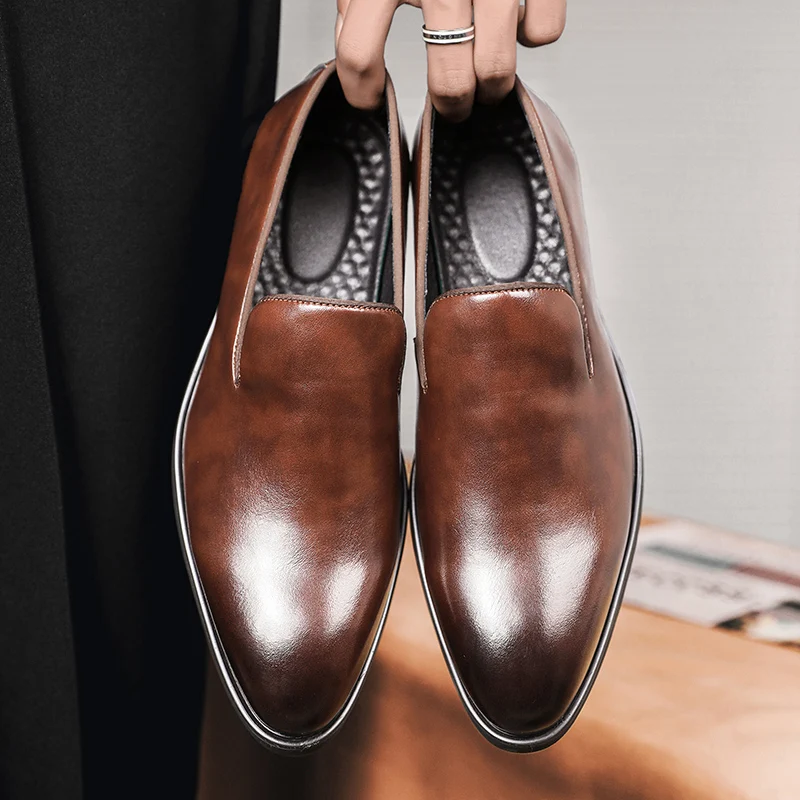 Men Red Sole Loafers Shoes PU Solid Color Fashion Business Casual Party Daily Versatile Simple Classic Dress Shoes Big Size 47 6