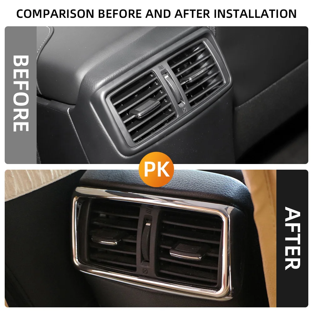 ABS 자동차 후면 에어컨 배출구 벤트 스티커, 닛산 X-Trail Xtrail T32 2014-2021 장식 커버, 트림 액세서리