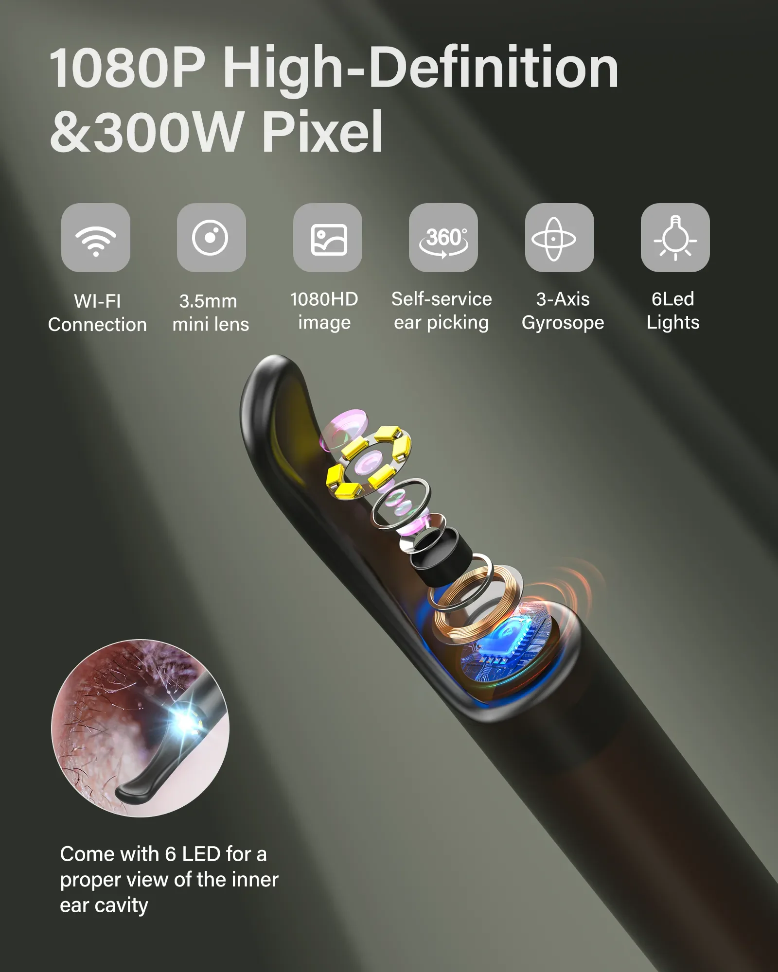 Description Picture 4 of item"Ear Cleaner Bebird X0 Wax Remover Tool Smart Visual Sticks Otoscope 1080P HD Earpick Endoscope Earring Personal Health Care"