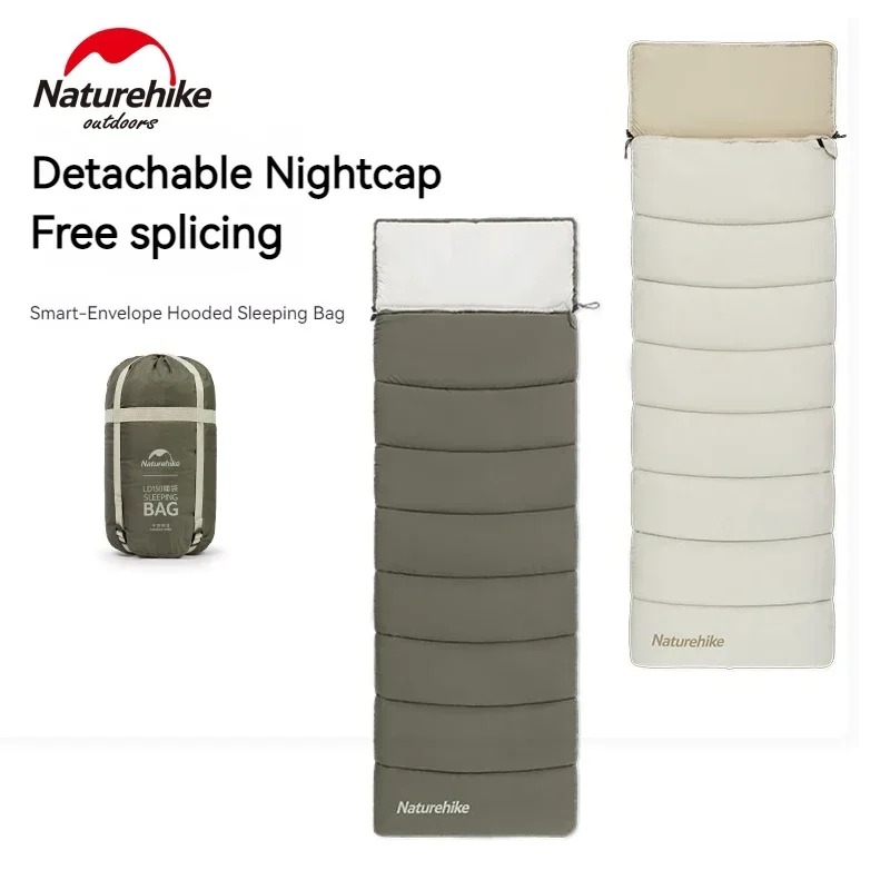 

NEW Naturehike Envelope Sleeping Bag With Hat Outdoor Camping Portable Ultralight Down Cotton Can Be Spliced Into Sleeping Bags