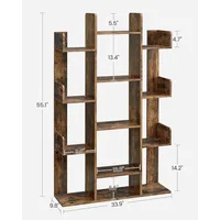 Bookshelf, Tree-Shaped Bookcase with 13 Storage Shelves, Rounded Corners 2
