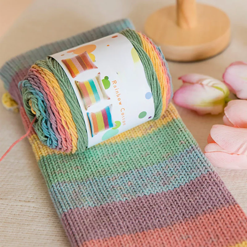 3-Pack 300g/10.58oz Soft & Durable Multicolor Dyed Gradient Cotton Acrylic Blend Yarn for Knitting, Crocheting Sweaters, Scarfs 6
