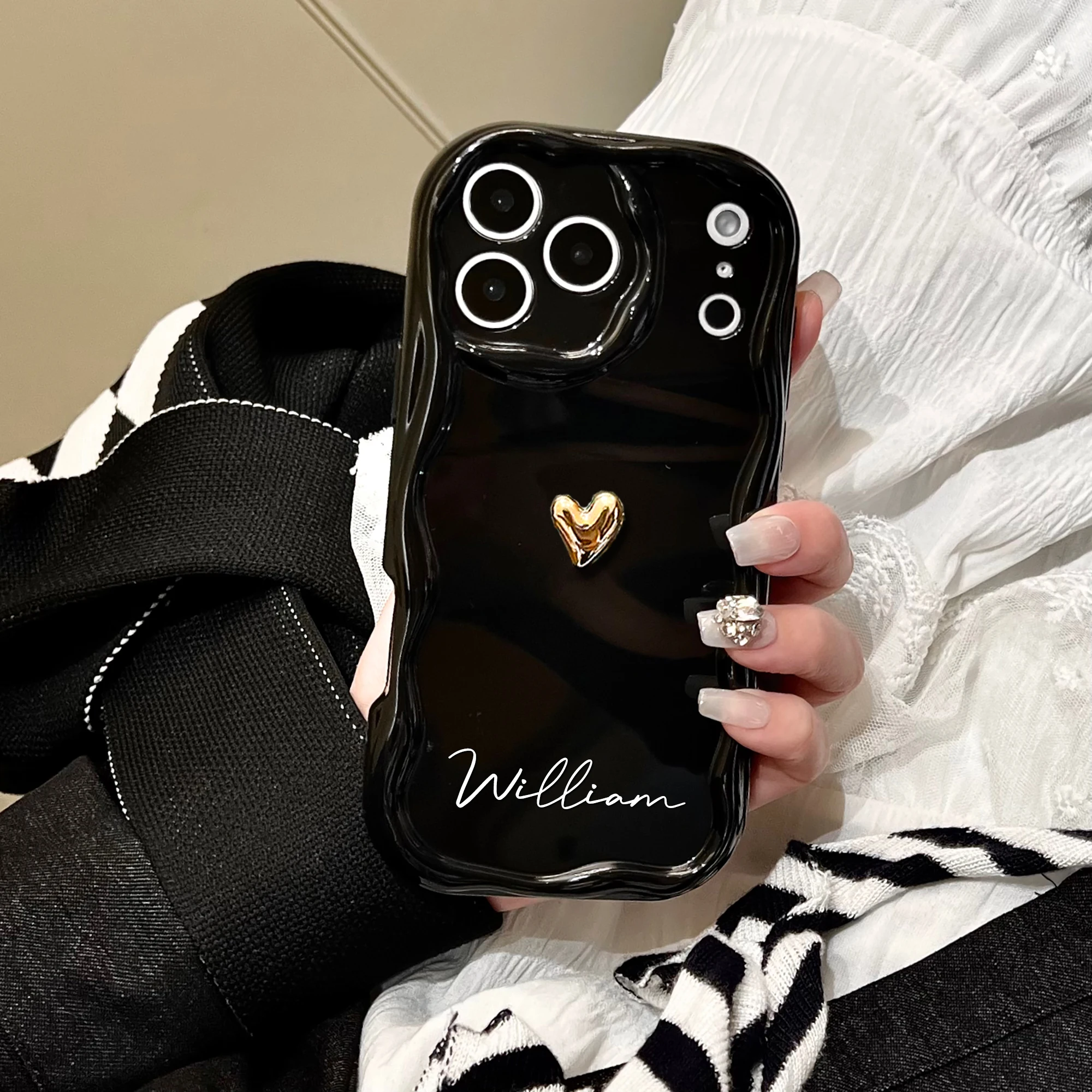 Custom Big Letters Name Burgundy Luxurious Phone Case Gifts For