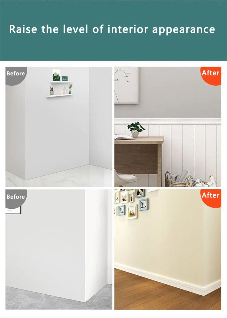 Description Picture 3 of itemSelf Adhesive 3DWall Sticker Baseboard Decorative Strip Edge Sealing Wall Enclosure Frame Plastic Waterproof Waistline Baseboard