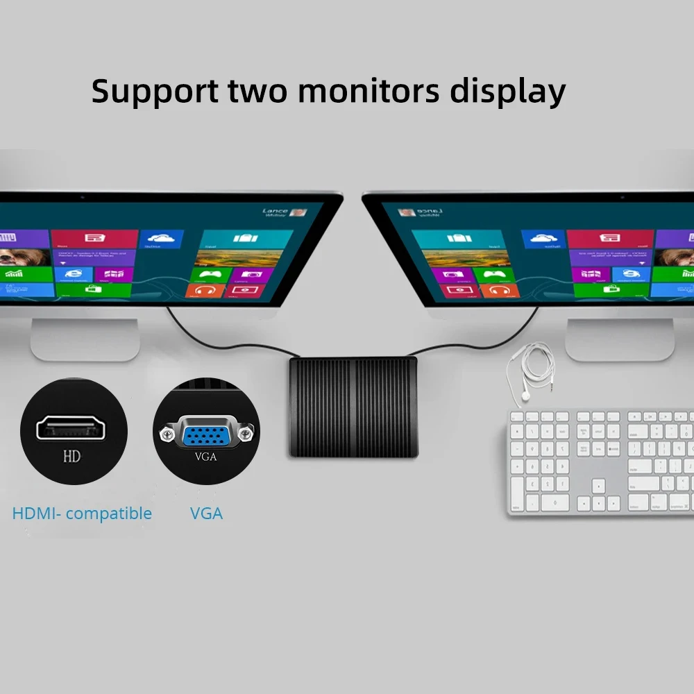 XCY Fanless Mini PC Intel Core i7 4500U i5 5200U 300M WiFi Gigabit