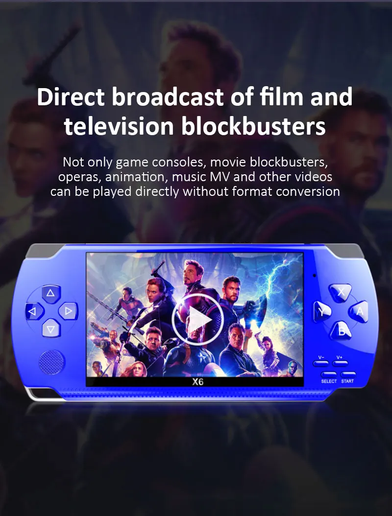 X6 Retro Video Game Console Portable Big Screen Handheld Build In 1500 Games Simulators Classic Mp3/mp4/Ebook TV Out Game Player