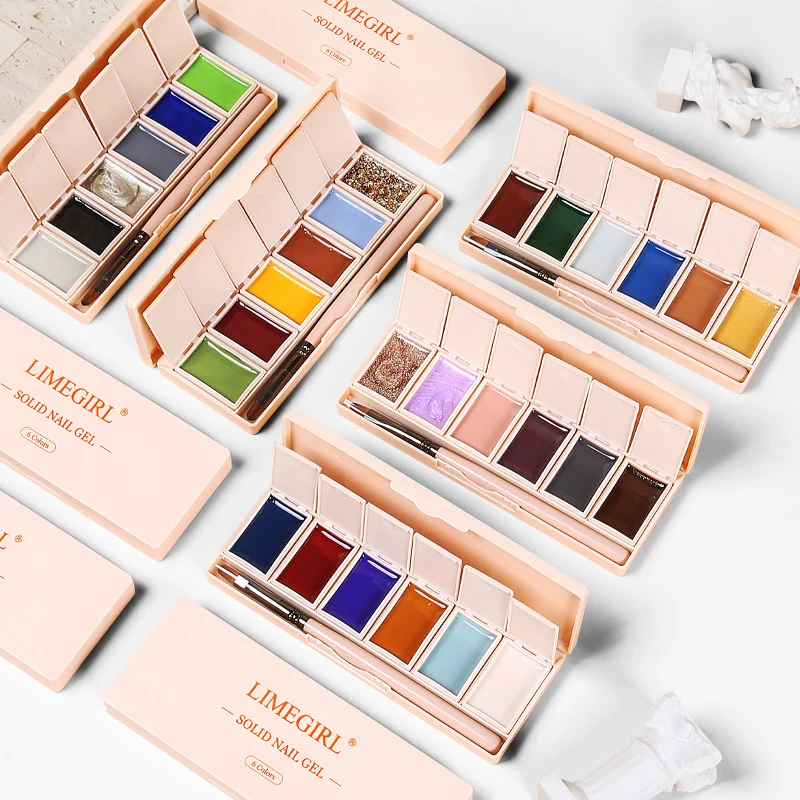 Sixcolor Solid Pudding Cream Nail Gel Polish Quick Drying Solid Glue