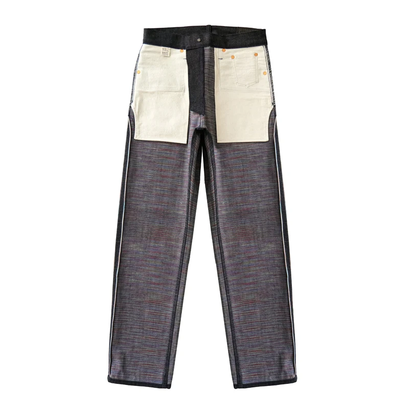 SAUCE ZHAN Mens Jeans Double-sided Rainbow Dyeing Sanforized Selvedge Denim Jeans Rainbow Regular Fit 14.5 Oz 2