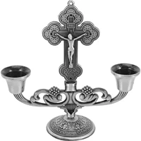 Shabbat Candles Holders Dining Table Statue Alloy Vintage Religious Gift Zinc Metal Candlestick Church Stand for Decor 3