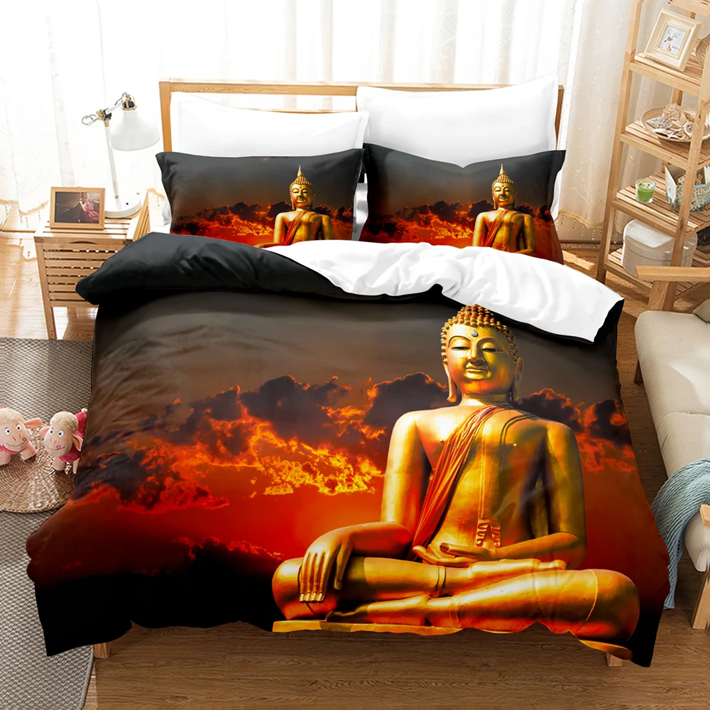 

Постельное белье Будда пододеяльник с наволочкой 3D буддистский Комплект постельного белья одинарный двойной полный Королевский размер для декора спальни