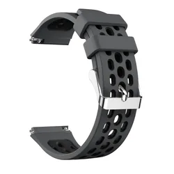 Sport Silicone Strap - Premium Replacement Band for Smartwatch Wristbands (Gray black)