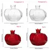 Creative Red Pomegranate Glass Vase Transparent Pomegranate Hydroponic Flower Vase Hammer Pattern Glass Fruit Vase Desktop 6