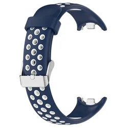 Breathable Silicone Replacement Strap for Smart Watches - Versatile Wristband Accessory (Dark blue white)