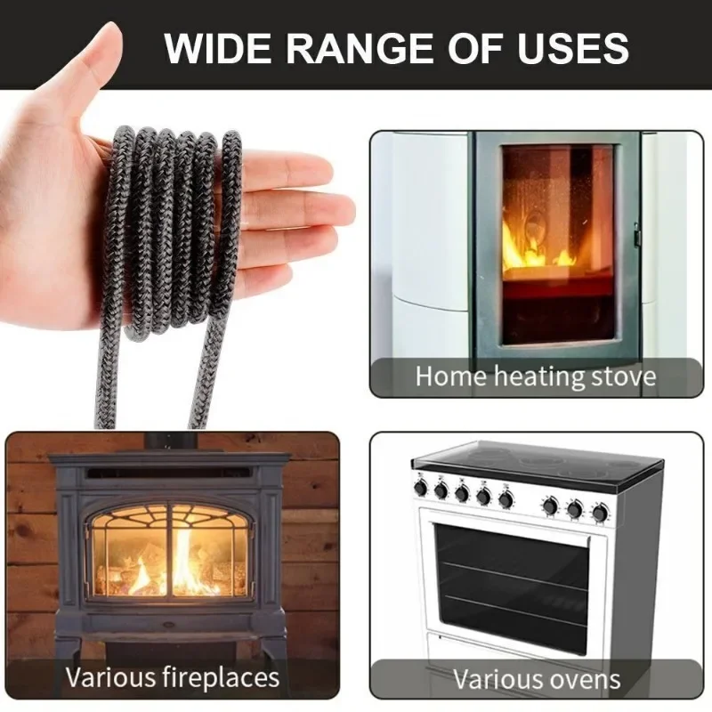 Gasket Rope Seal Heat Resistance Fiberglass Gasket Replacement for Wood Stoves and Fireplaces Chimneys Boiler Home Accessories stove rope seal