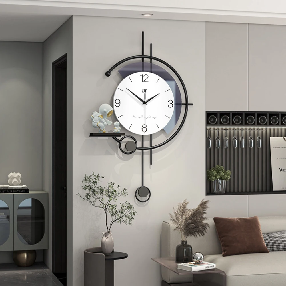 Large Wall Clock With Shelf Big Digits Silent Quartz Wall Clock Metal Art Alarm Clock For Living Room Office Aesthetic Decor